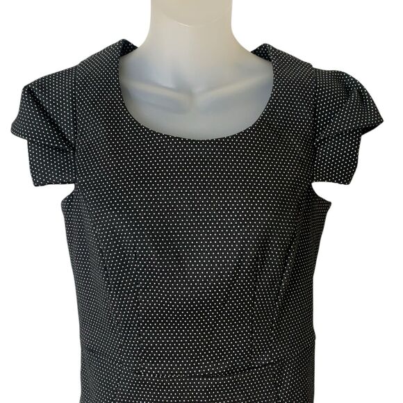 Calvin Klein Midi Dress Polka-Dot Sheath Women's Size 6 Cap Sleeves Black White - Picture 4 of 12